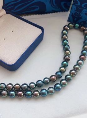 极光炫彩大溪地孔雀绿莫兰迪项链