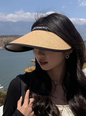 空顶防紫外线女大檐发卡式防晒帽
