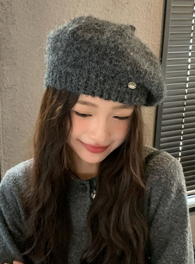 无印MUJ韩版女士帽子冬季加厚针织贝雷帽百搭保暖南瓜帽秋冬大头