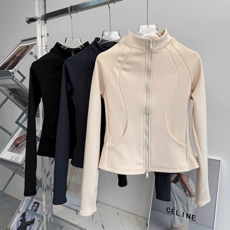 加绒保暖运动外套女2025秋冬款瑜伽服修身上衣跑步骑行防风健身衣,淘宝优惠券,粉丝福利购,淘宝优惠卷