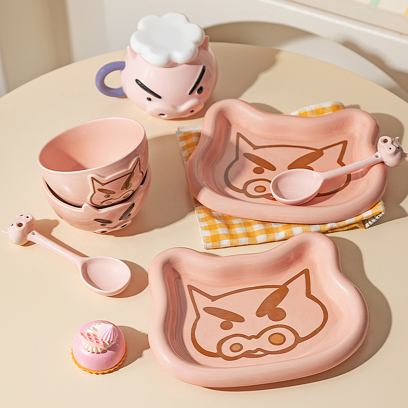 【摩登主妇&蜡笔小新】左卫门饭碗可爱餐盘子家用陶瓷一人食餐具 - 图3