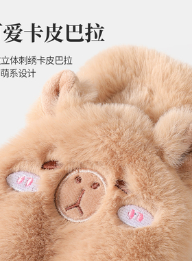 冬季可爱加绒加厚挂脖保暖手套