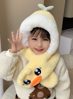 一体帽户外可爱男女儿童冬保暖帽