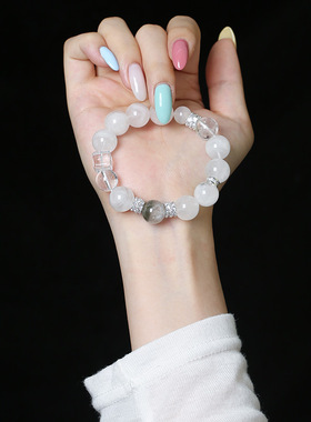 灵机幽灵白水晶手链高级优雅