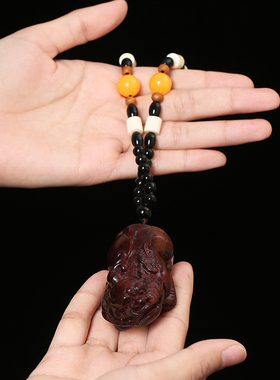 灵机麦玲玲吞金兽紫檀貔貅把件手链男女通用招财貔貅手链饰品