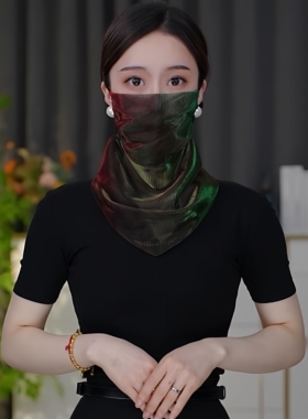 新款炫彩防晒面罩护颈遮阳面纱女