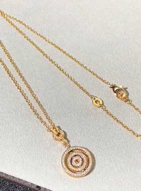 玫瑰金V金时来运转项链男女