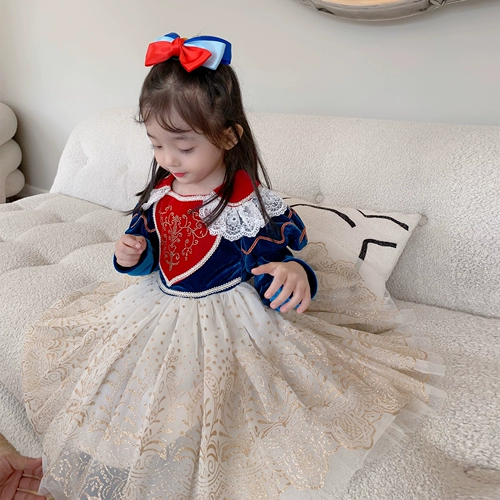 Осенний наряд маленькой принцессы, детское зимнее платье, юбка на девочку, рукава фонарики, 2021 года