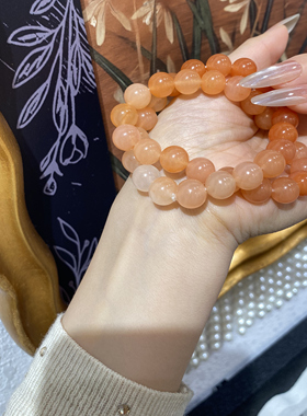 天然新疆金丝玉桃花酿手链