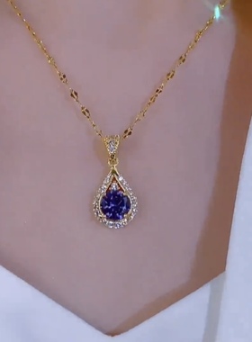 原创设计紫色锆石项链女