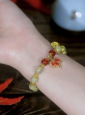 小众设计感枫叶手链女