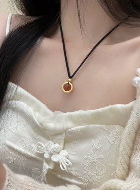 轻奢相思豆平安扣项链女