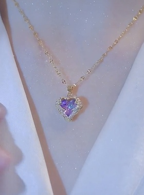 海洋之心水晶心形钛钢锁骨链网红爆款不掉色高档款2022年新款