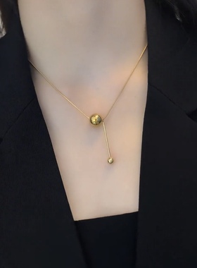 夏季钛钢有球必应项链女