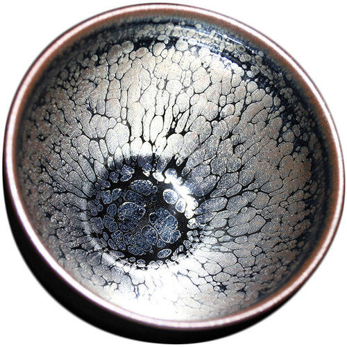 器物志 建盏茶杯 银油滴手工主人杯天目黑瓷茶盏单杯礼盒 - 图0