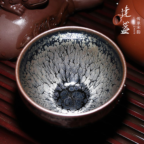 器物志 建盏茶杯 银油滴手工主人杯天目黑瓷茶盏单杯礼盒 - 图3