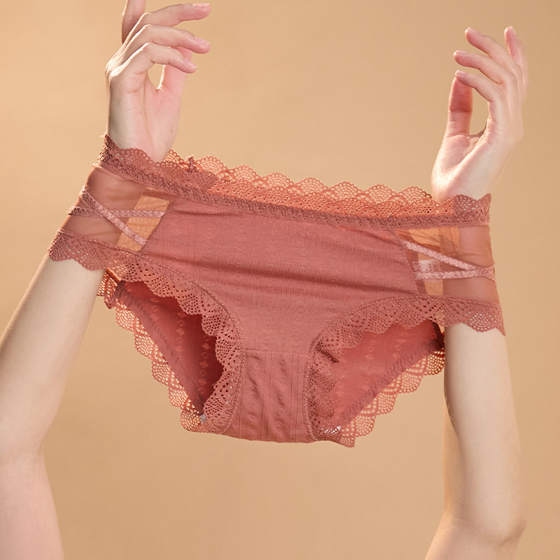 性感蕾丝内裤女士纯棉抗菌裆2023新款纯欲中腰女生式夏季薄款短裤,淘宝优惠券,粉丝福利购,淘宝优惠卷