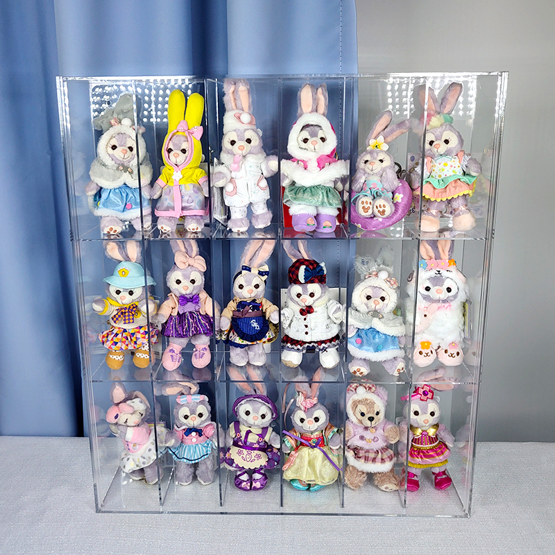 透明玩偶盲盒展示架星娃娃带门手办收纳盒兔子陈列架亚克力定制 - 图0