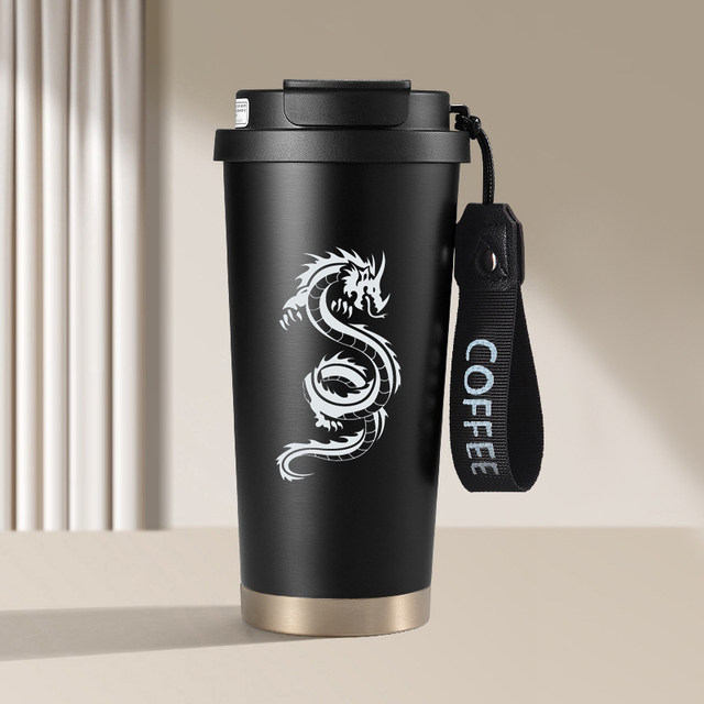 Free customized thermos cup with double drinking lid, car-mounted 316 stainless steel coffee cup, handy water cup, animation game