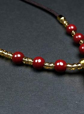 2026朱砂光面葫芦吊坠本命年项链男女款情侣款本命年送礼物低含量