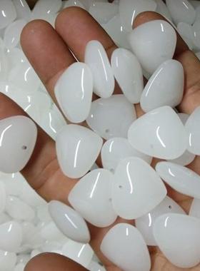 2026仿白玉桃心吊坠绿玉爱心形项链水晶玻璃刻字材料手工DIY配件