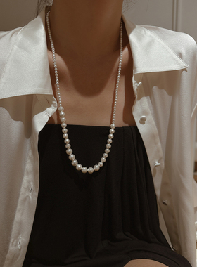 HOPIN珍珠长链毛衣链女项链