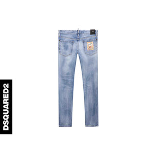 DSQUARED2/D2次方 春夏系列 男士浅色简约修身破洞牛仔裤潮