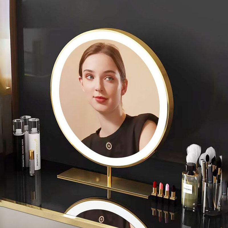 化妆镜台式智能大圆镜智能高清桌面大号补光灯美妆网红LED梳妆镜 - 图0