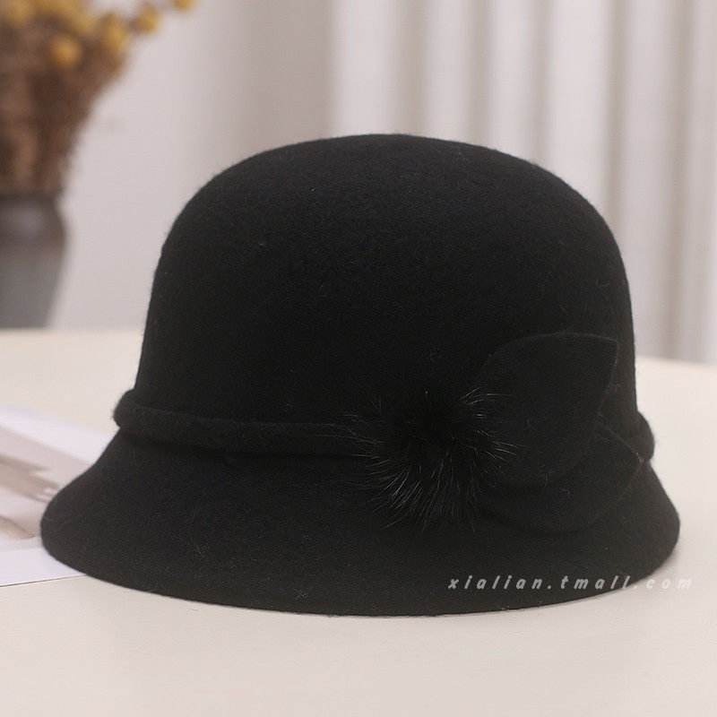 渔夫帽子女秋冬羊毛呢优雅花朵保暖盆帽显脸小休闲百搭复古小礼帽,淘宝优惠券,粉丝福利购,淘宝优惠卷