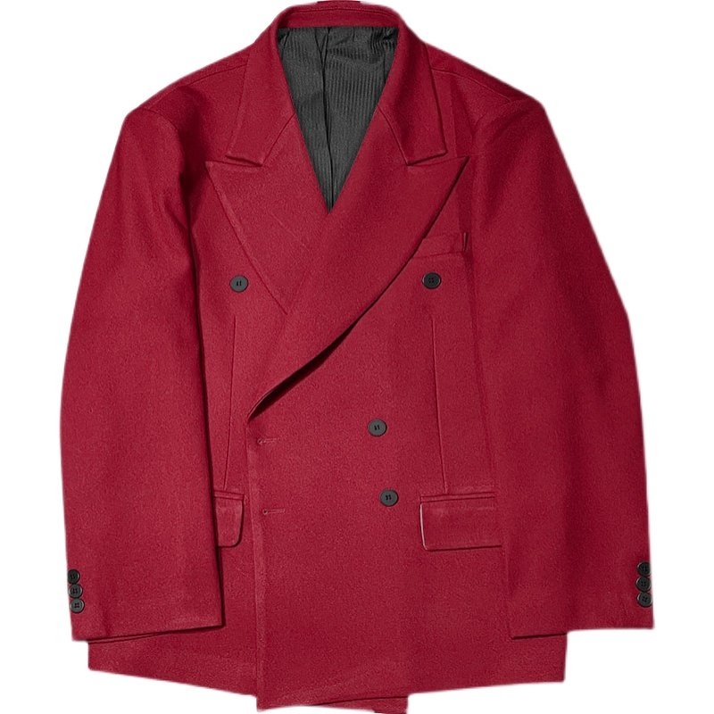 小众设计感免烫红色西服高级感亢奋上衣oversize西装外套男ins潮 - 图3