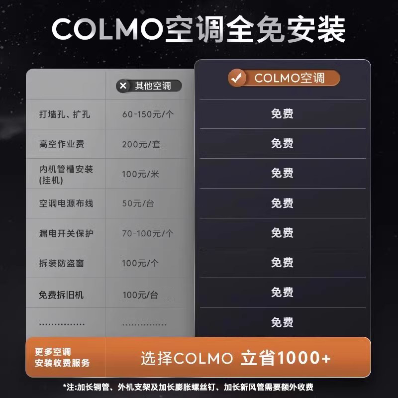 【政府补贴】COLMO黑珍珠柜机空调3匹变频家用立式客厅冷暖72CA1Z