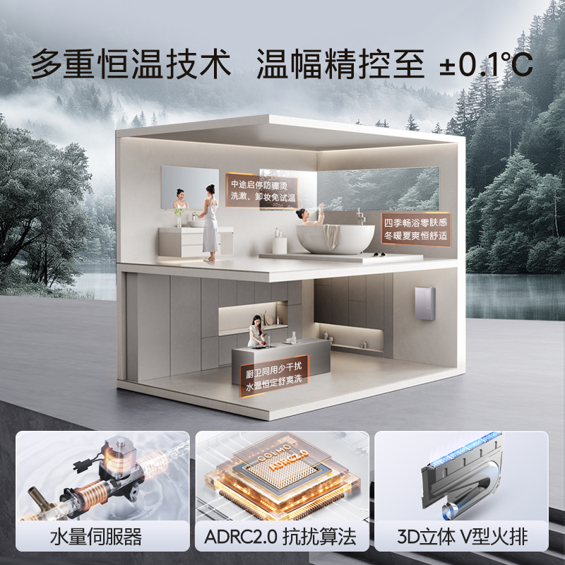 [政府补贴]COLMO北极星双芯燃气热水器C1一级水伺服家用天然气16L