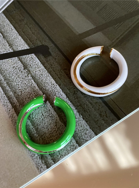 欧美绿色彩釉珐琅小众戒指女