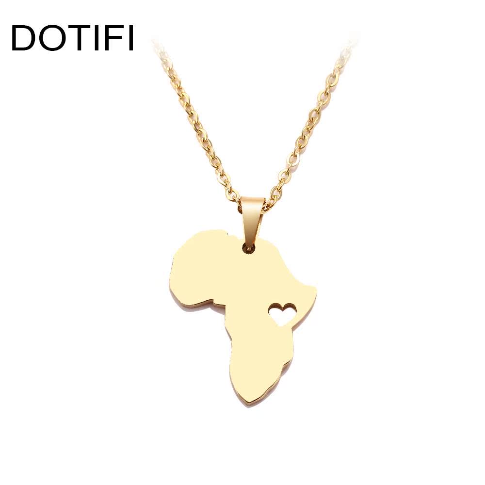 Necklace For Women Men Africa Map Gold Pendant Necklaces-图0