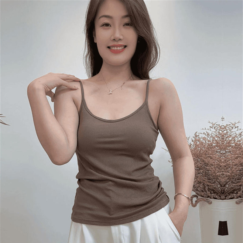 薄款女背心带胸垫吊带免穿文胸罩杯一体式无钢圈瑜伽打底内搭内衣