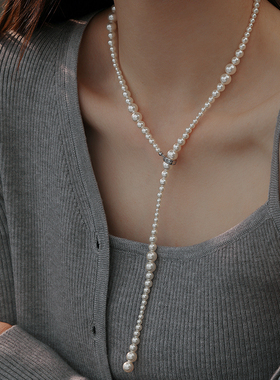 饰悟银饰珍珠y字链女项链