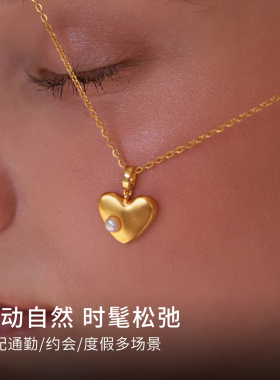 饰悟爱心珍珠吊坠项链女款锁骨链