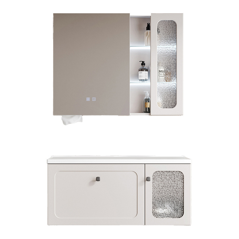 法式奶油风浴室柜实木烤漆浴室柜组合卫生间洗手台陶瓷一体洗手盆 - 图3