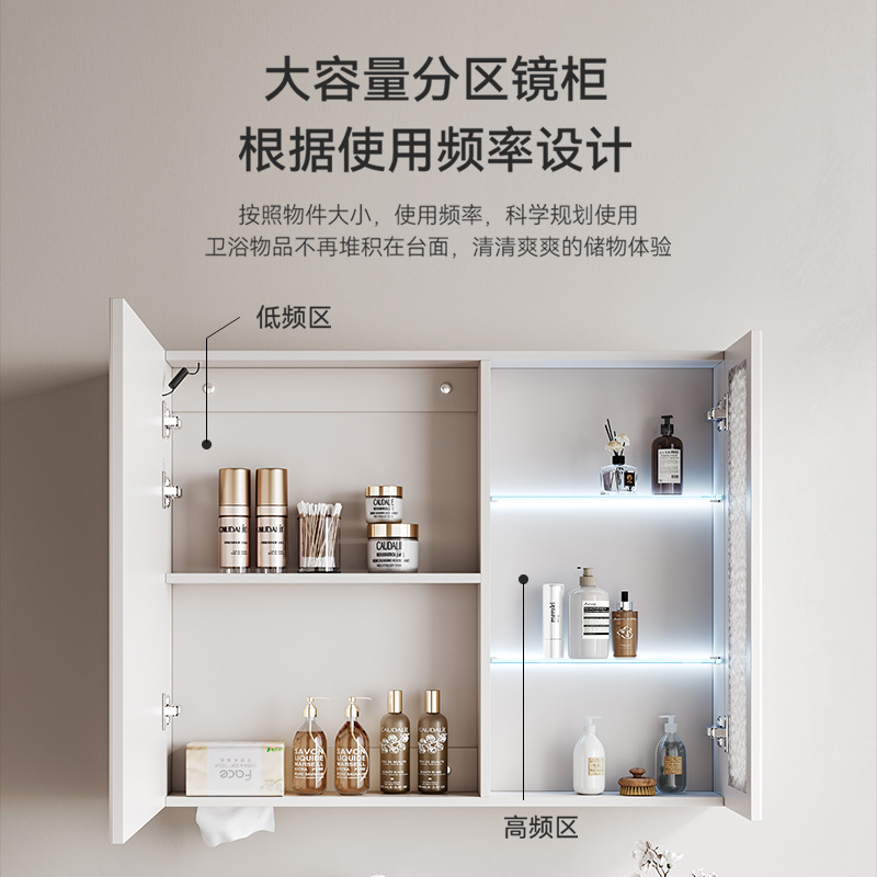 法式奶油风浴室柜实木烤漆浴室柜组合卫生间洗手台陶瓷一体洗手盆 - 图1