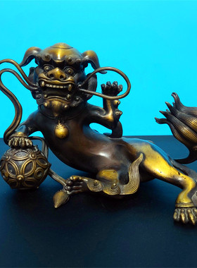 黄铜雄狮摆件家居工艺品大门口客厅经营场所装饰品铜狮狮子摆饰