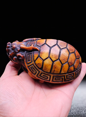 石雕龙龟摆件仿古做旧工艺家居用品办公室办公桌玄关客厅摆件