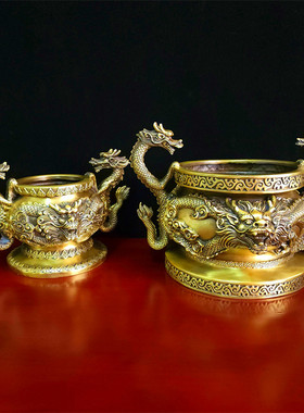 黄铜精工立体铸造香炉双耳香炉大小号摆件家居用品工艺品香道香炉