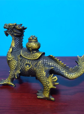 黄铜托宝龙摆件铜器工艺品开业送礼赠礼礼品家居摆件装饰品