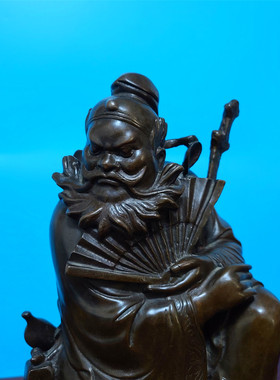 黄铜复古钟馗天师铜像中式家居摆件铜器工艺品钟馗嫁妹