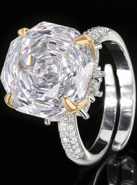 新款铜镀银饰品仿紫钻戒指玫瑰切镶钻开口指环仿彩宝满钻女款戒子