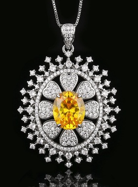 新款铜镀银饰品仿黄钻吊坠女款轻奢项链宫廷风仿彩宝镶钻开口戒指