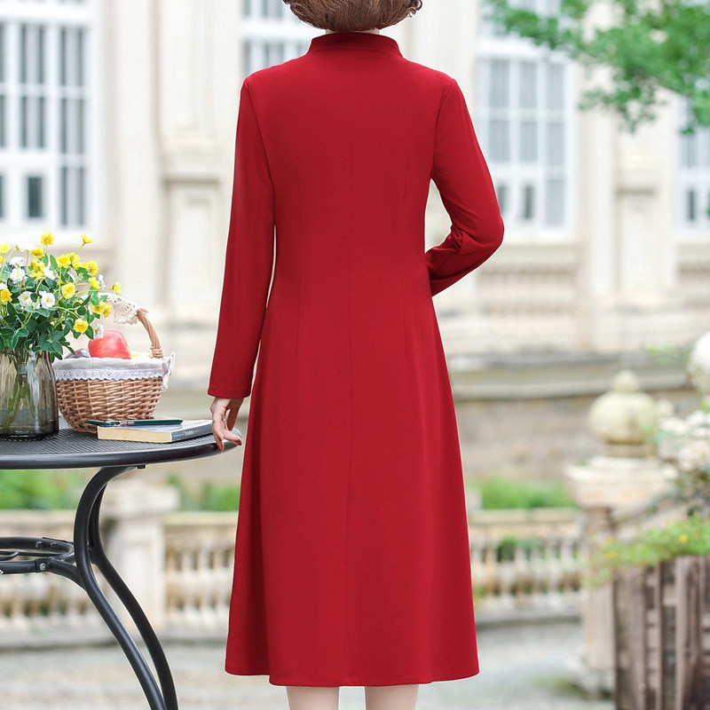 中年女秋装新款高贵婚礼婆婆连衣裙 恰时光中老年女装