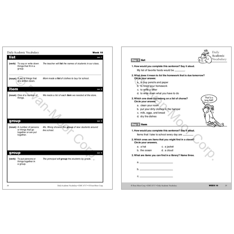 Evan-Moor Daily Academic Vocabulary Grade 2 SE 每日练习系列 专业词汇 二年级 无答案作业本 美国加州教辅 evanmoor - 图3