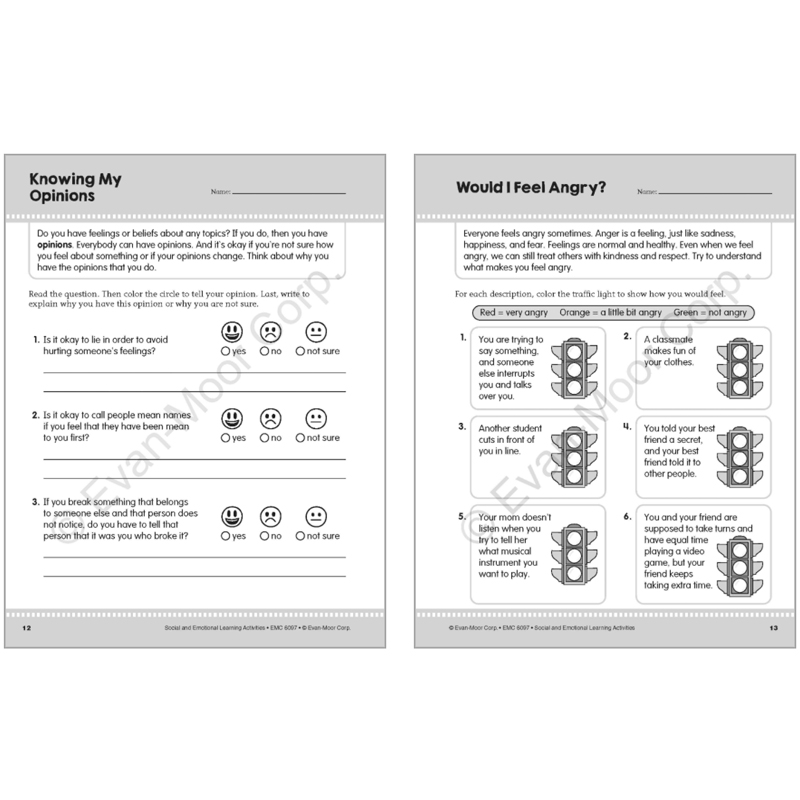 Evan-Moor Social and Emotional Learing Activities Grade PreK-6 社会情感学习活动 4册套装 美国加州教辅 适合幼儿园到六年级 - 图3