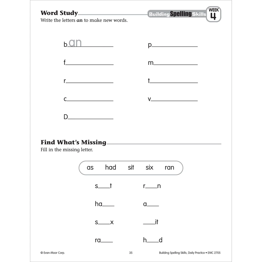Evan-Moor Building Spelling Skills TE 成材系列 拼写技能 美国加州教辅evanmoor 英语单词拼写 英文词汇练习一年级到六年级儿童